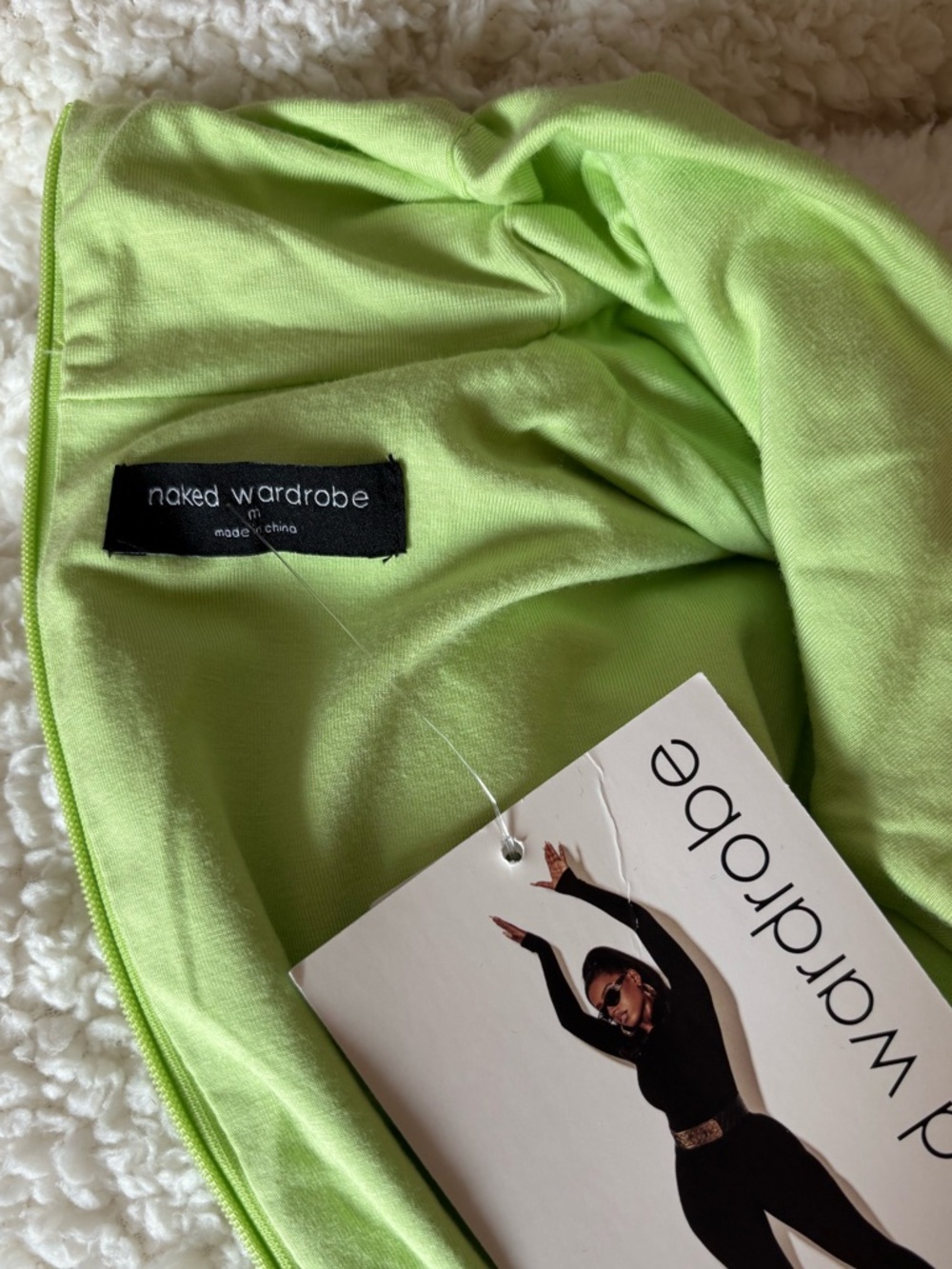 Naked Wardrobe Lime Green Jumpsuit with Long-Sleeves NWT - Picture 6 of 7